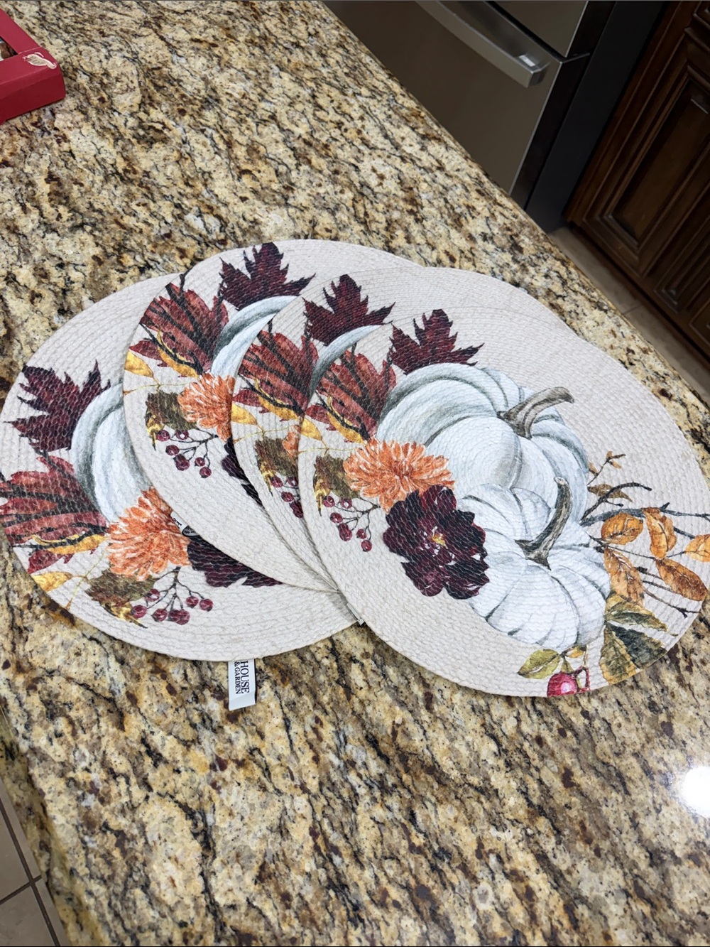 Set of 4 Fall Pumpkin Round Placemats